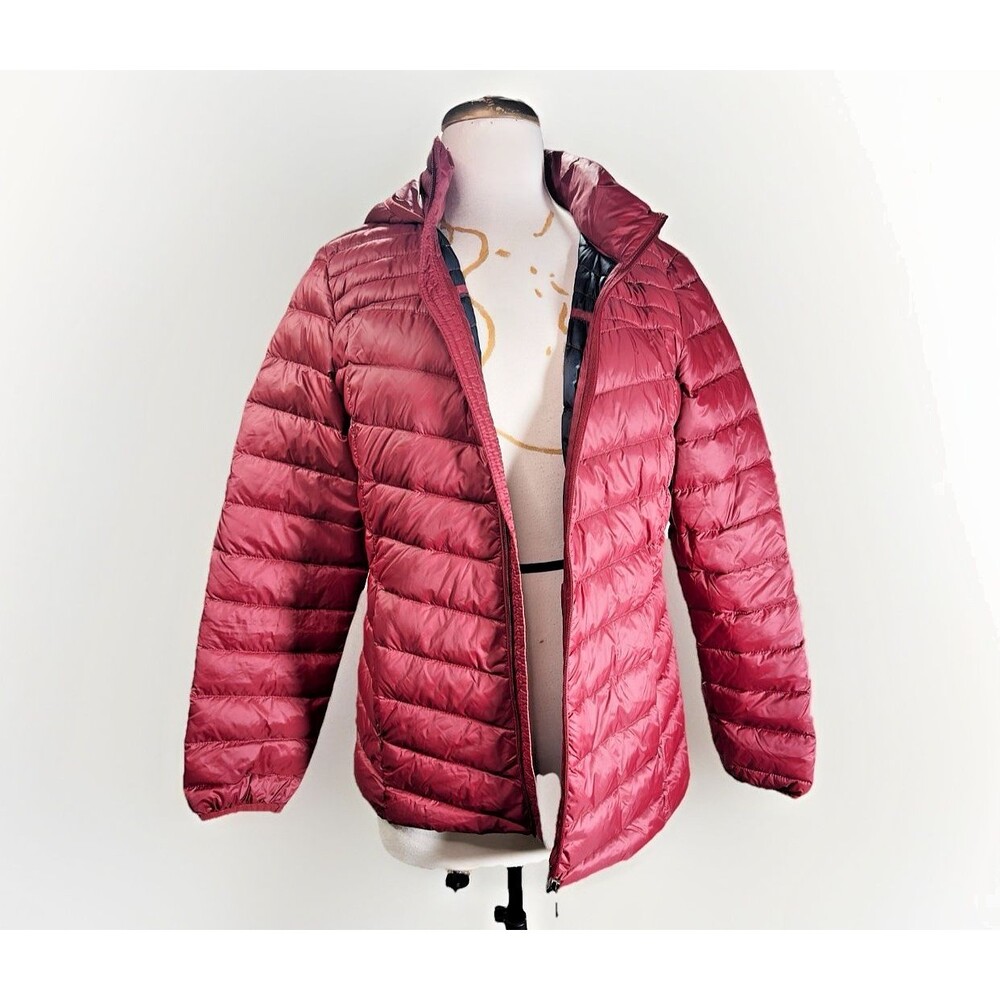 Bass & Co Puffer Jacket Size M Women's Y2k Outdoorsy Burgundy Gorpcore Coat
